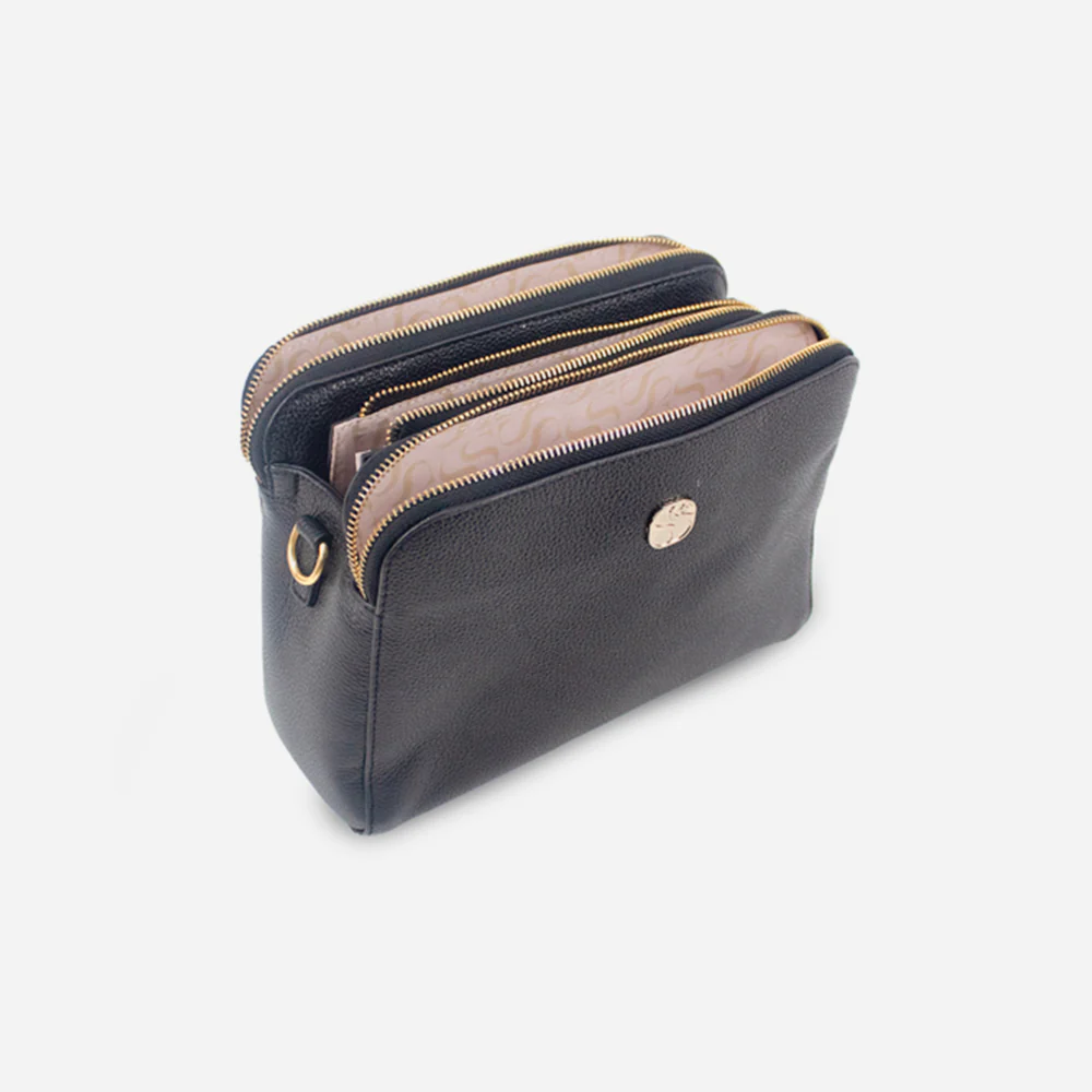 Bolso manos libres arau de cuero para mujer - Negro - Image 4