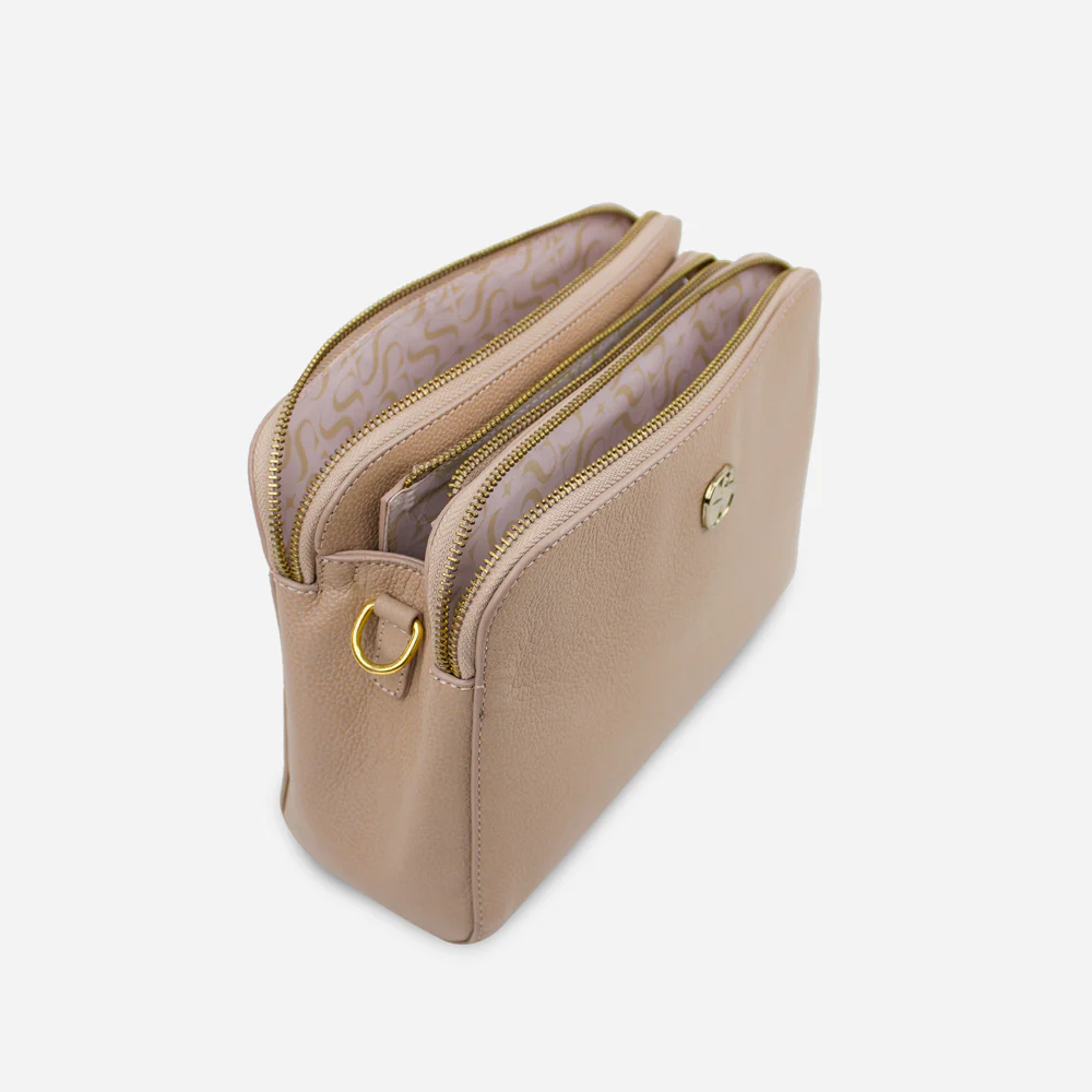 Bolso manos libres arau de cuero para mujer - Nude - Image 4