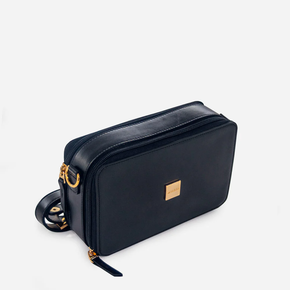 Bolso manos libres garnet de cuero para mujer - Negro - Image 3