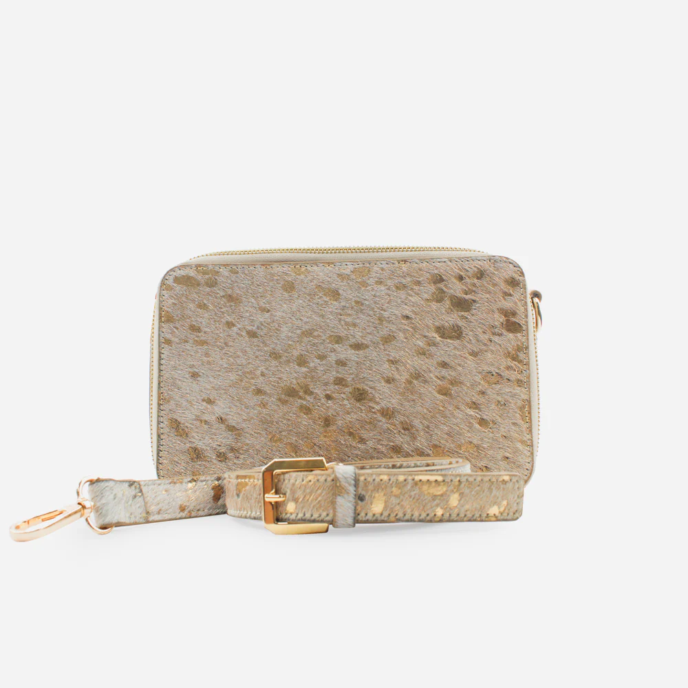 Bolso manos libres garnet de cuero para mujer - Oro - Image 3