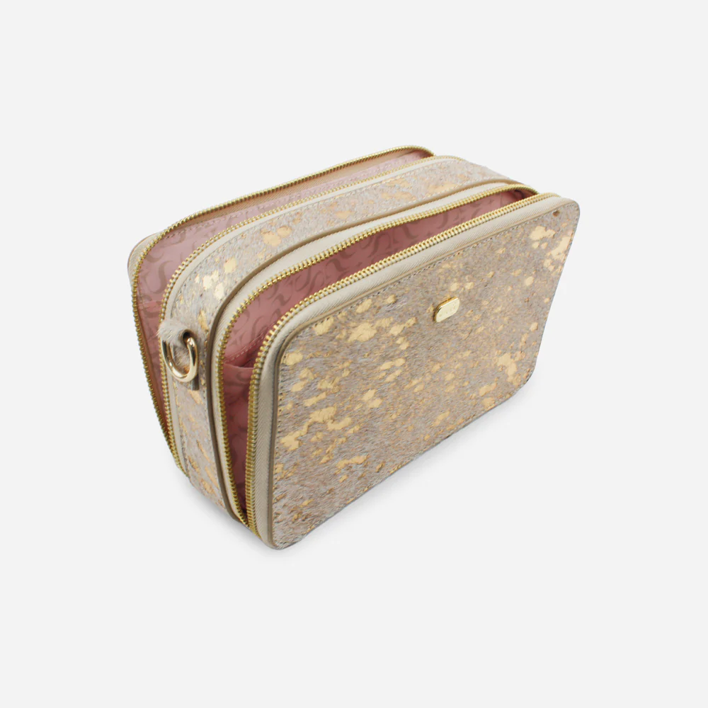 Bolso manos libres garnet de cuero para mujer - Oro - Image 4