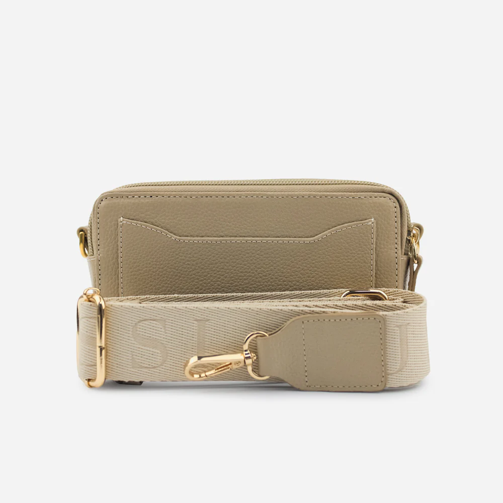 Bolso manos libres nebula de cuero para mujer - Taupe - Image 3