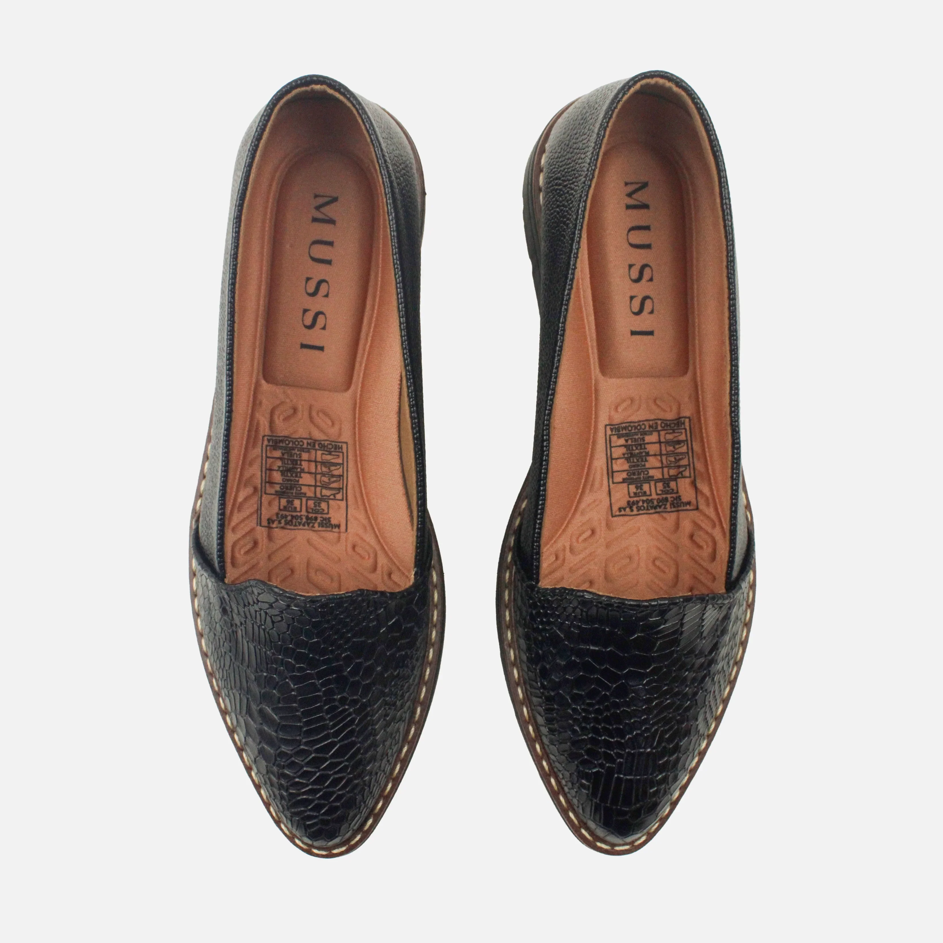 Mocasin plataforma boreal de cuero para mujer - Negro - Image 4