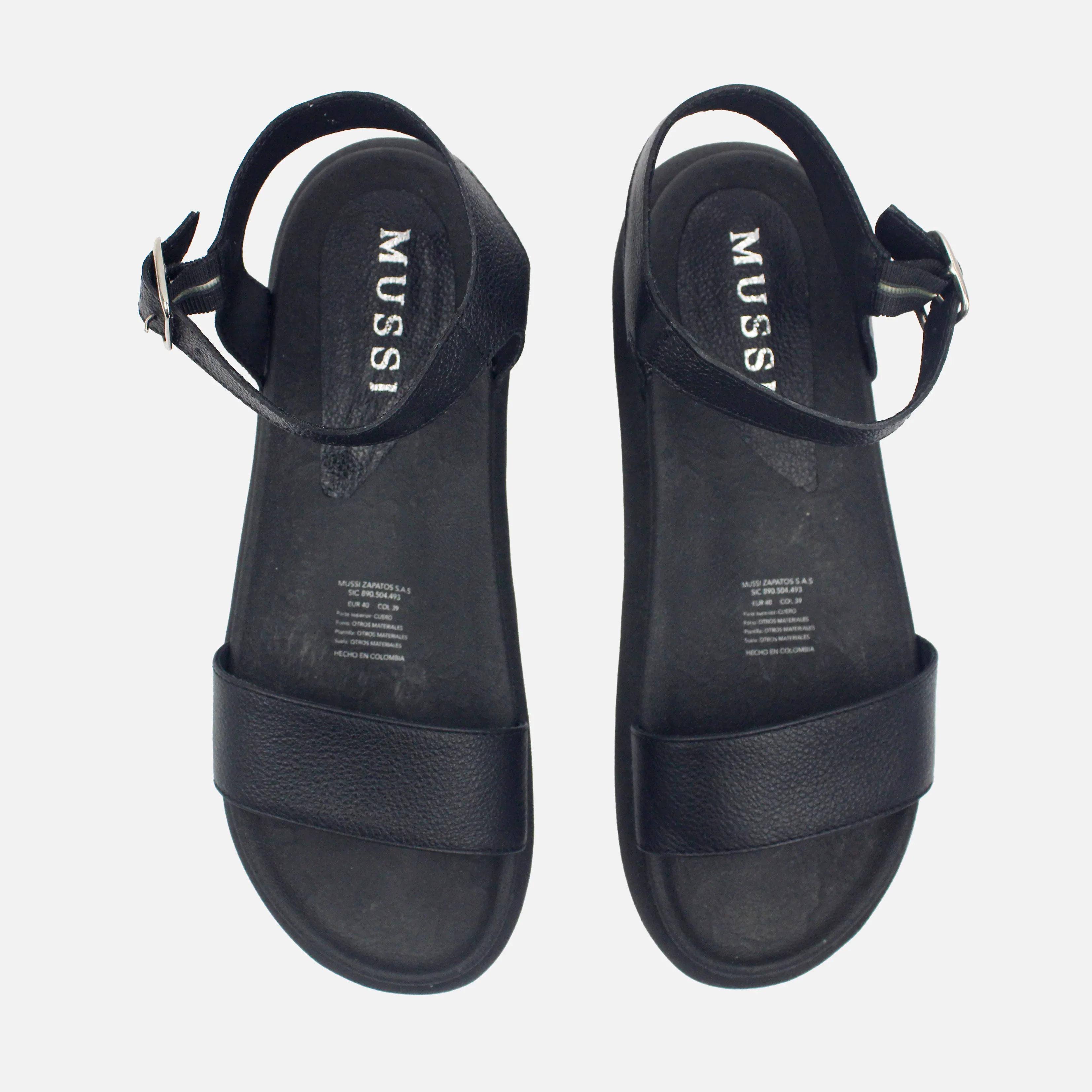 Sandalia flatform candela de cuero para mujer - Negro - Image 4