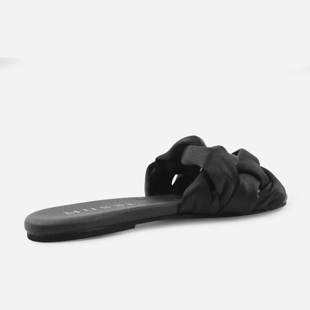 Sandalia plana gia de textil para mujer - Negro - Image 3