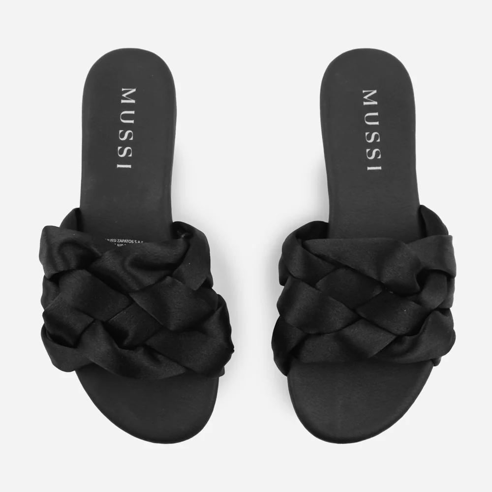 Sandalia plana gia de textil para mujer - Negro - Image 4