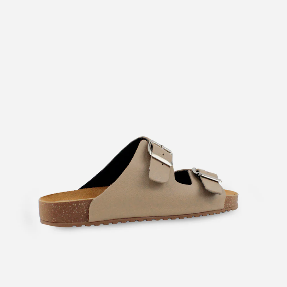 Sandalia plana gio de cuero para mujer - Almendra - Image 3