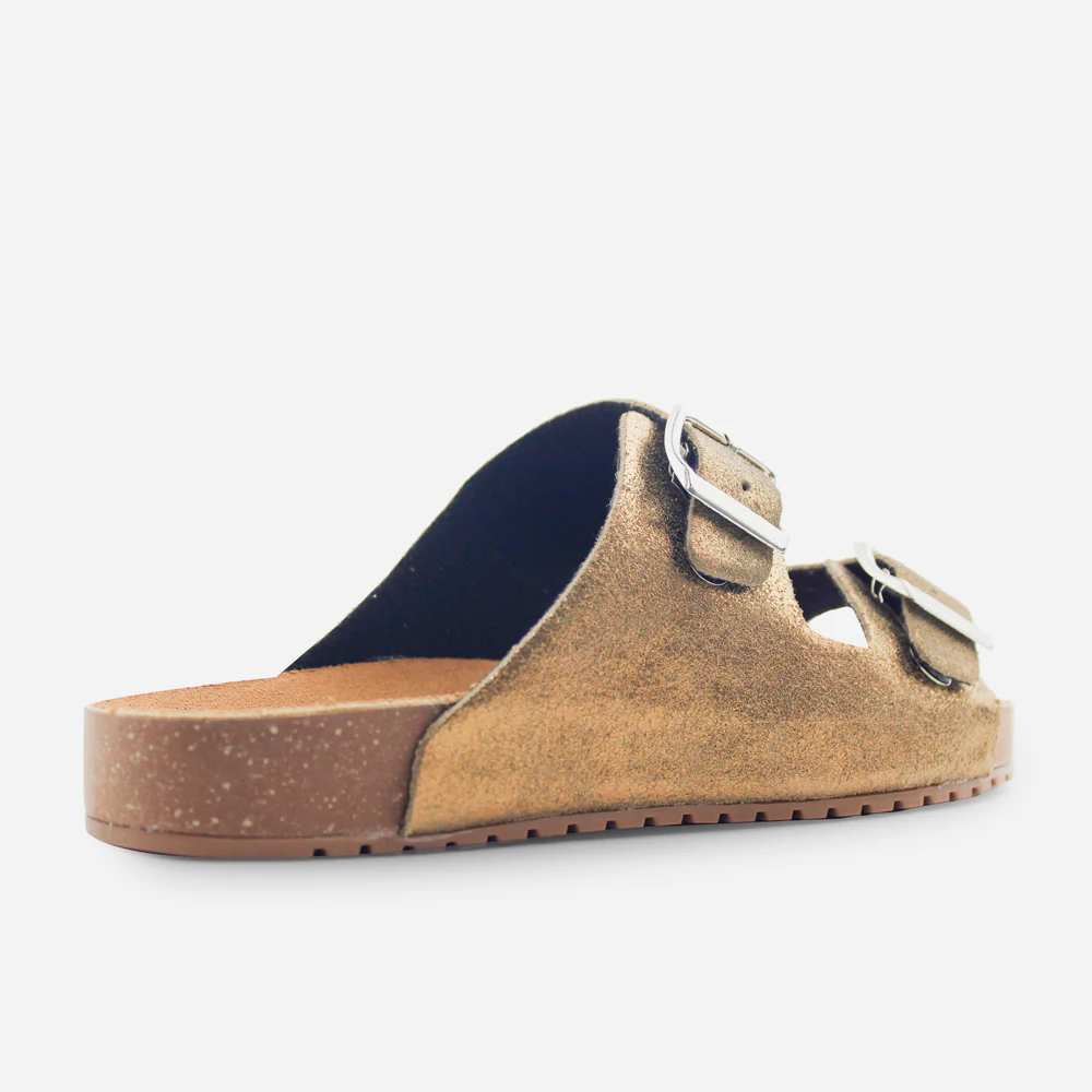 Sandalia plana gio de cuero para mujer - Bronce - Image 3