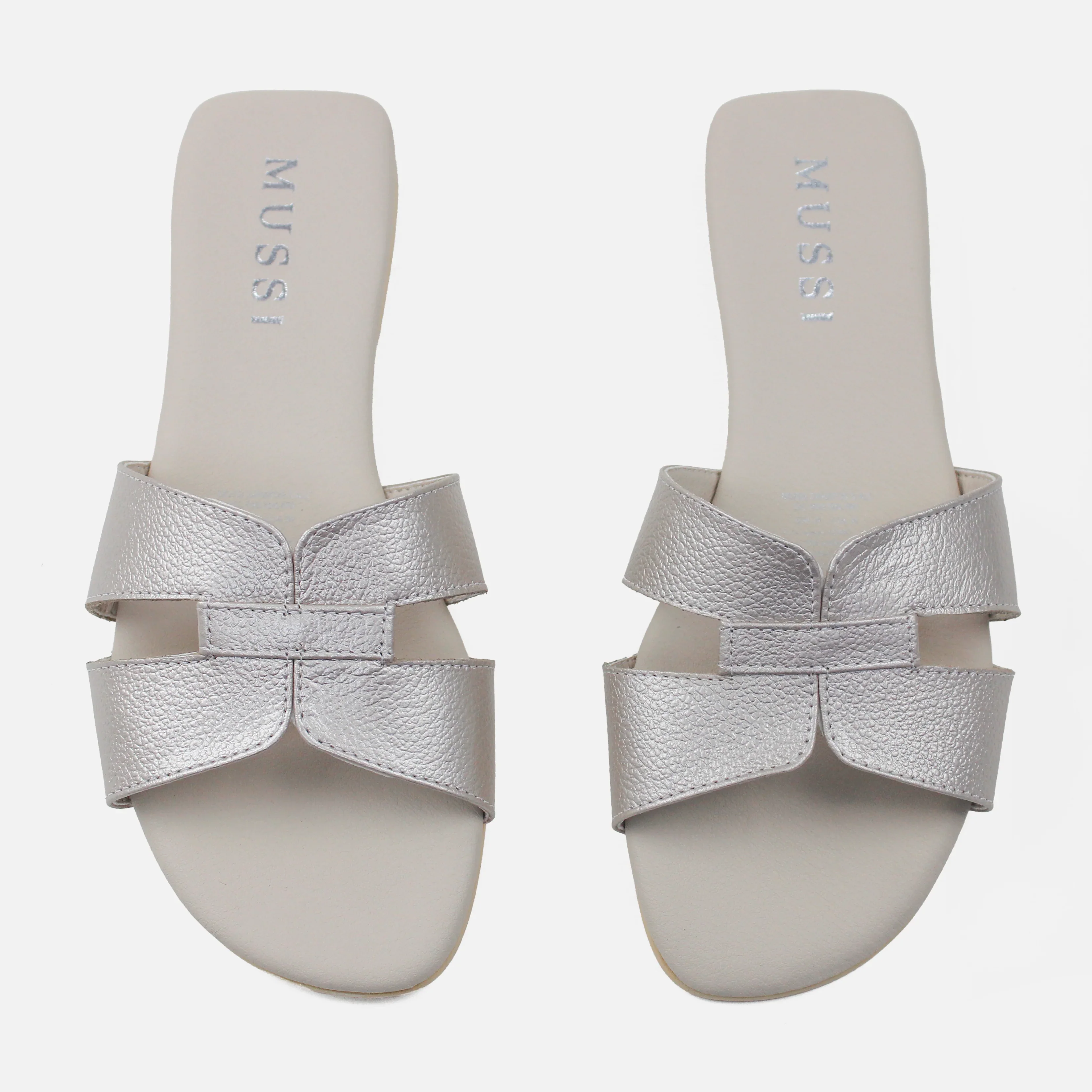 Sandalia plana lyon de cuero para mujer - Oro - Image 4