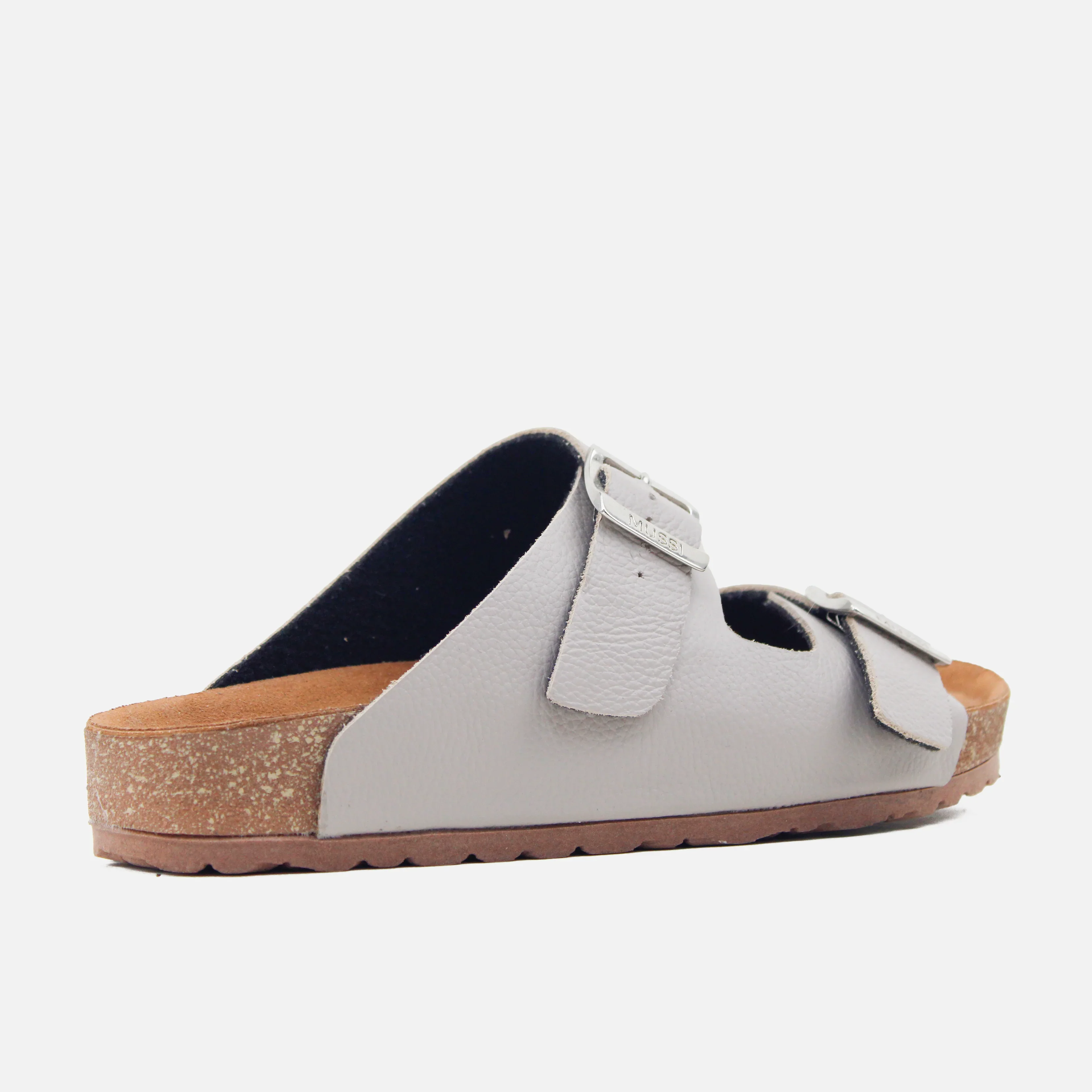 Sandalia plana maia de cuero para mujer - Gris - Image 3