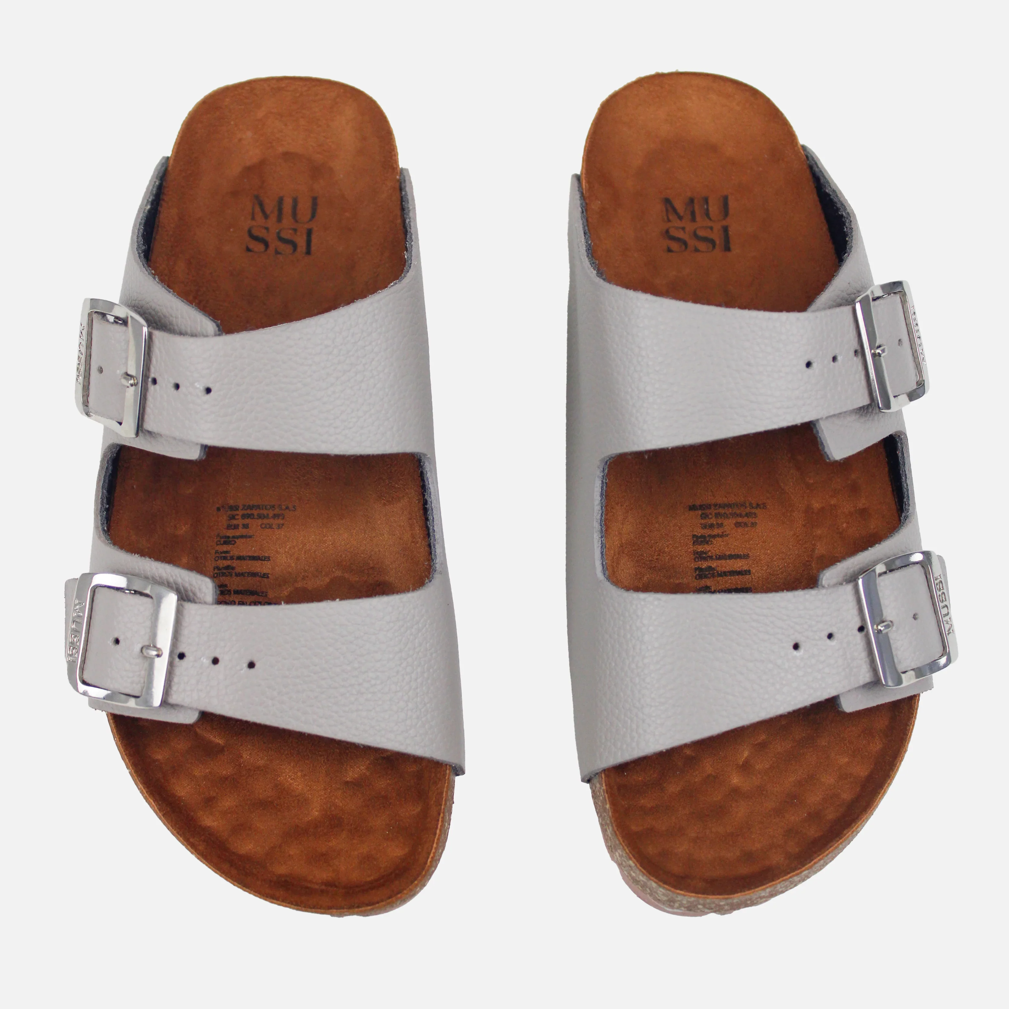 Sandalia plana maia de cuero para mujer - Gris - Image 4