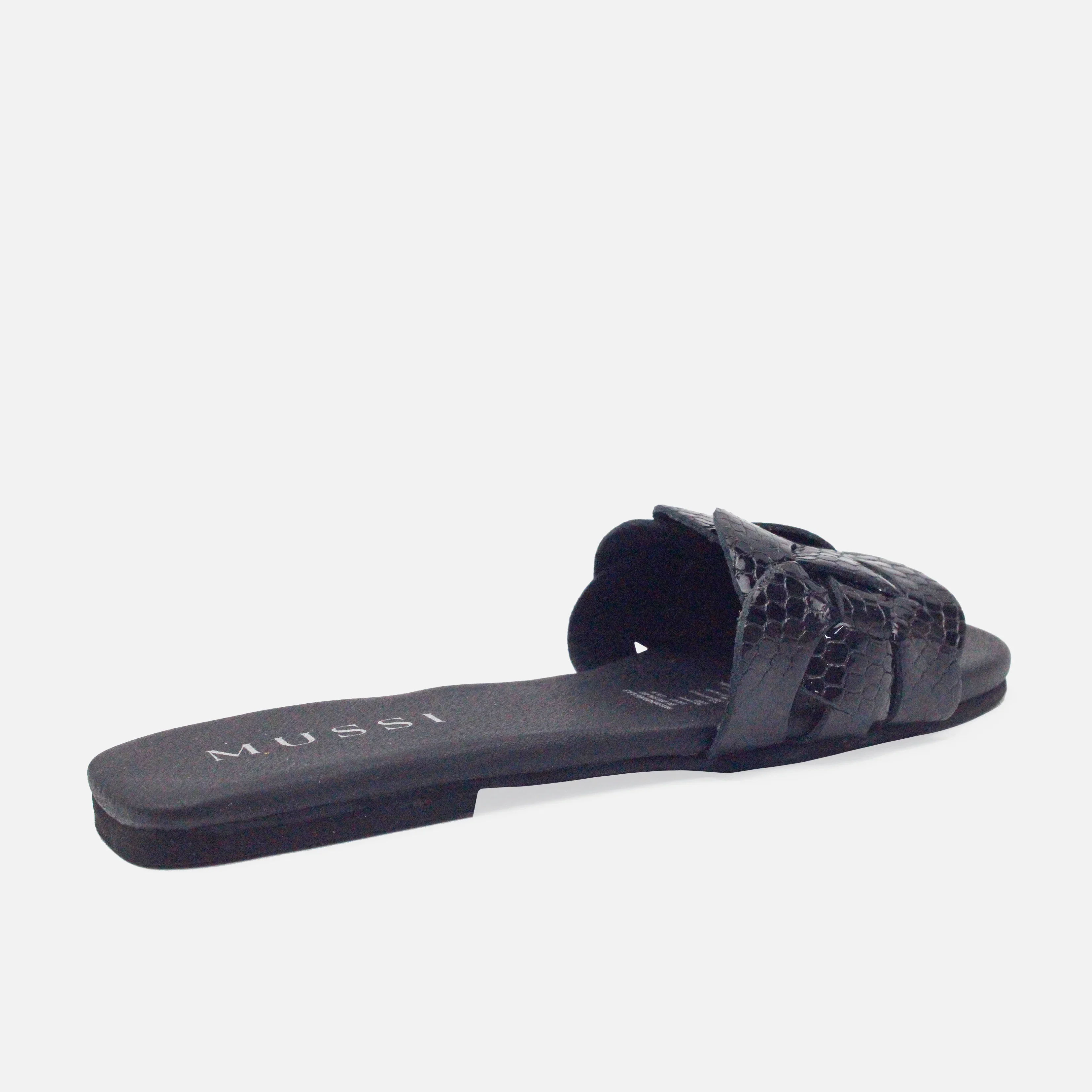 Sandalia plana setubla de cuero para mujer - Negro - Image 3