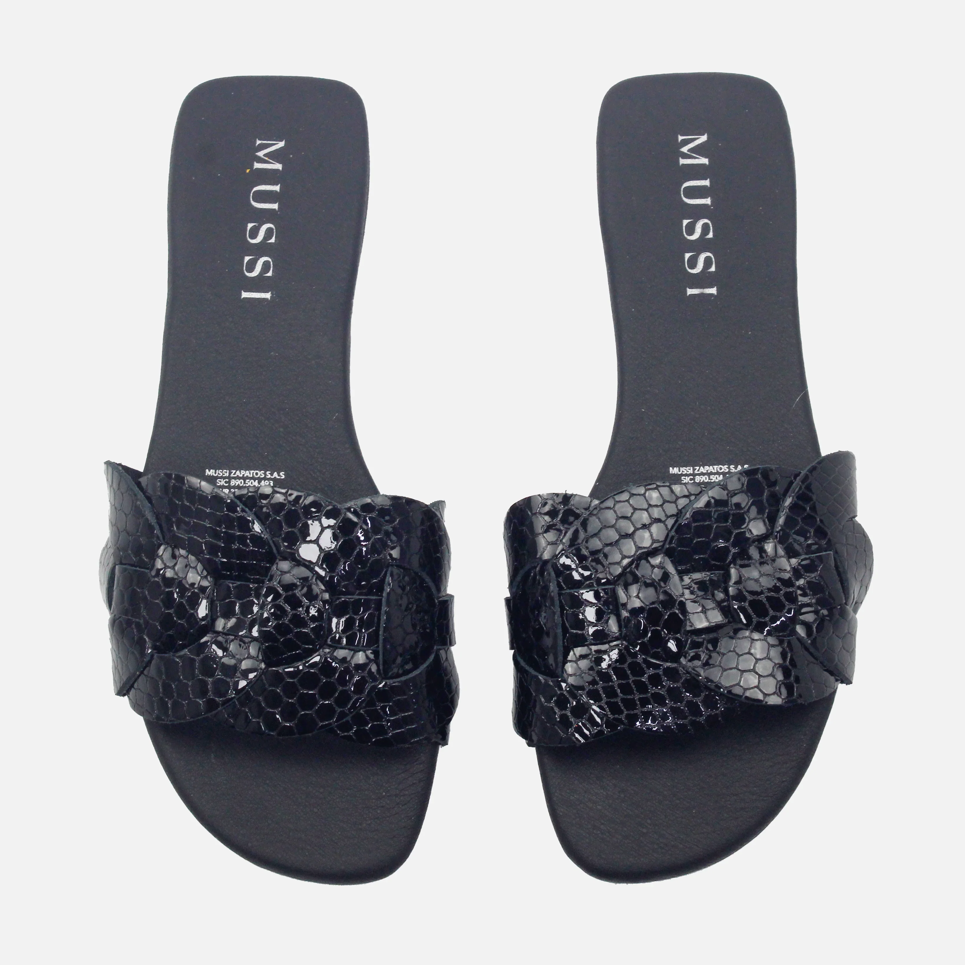 Sandalia plana setubla de cuero para mujer - Negro - Image 4