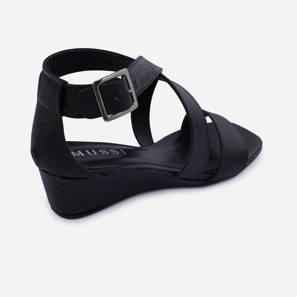 Sandalia tacon corrido nicola de cuero para mujer - Negro - Image 3