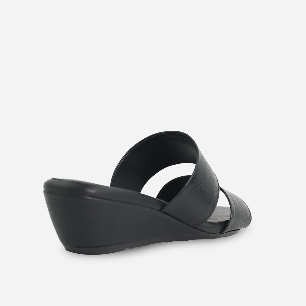 Sandalia tacon corrido serrania de cuero para mujer - Negro - Image 3