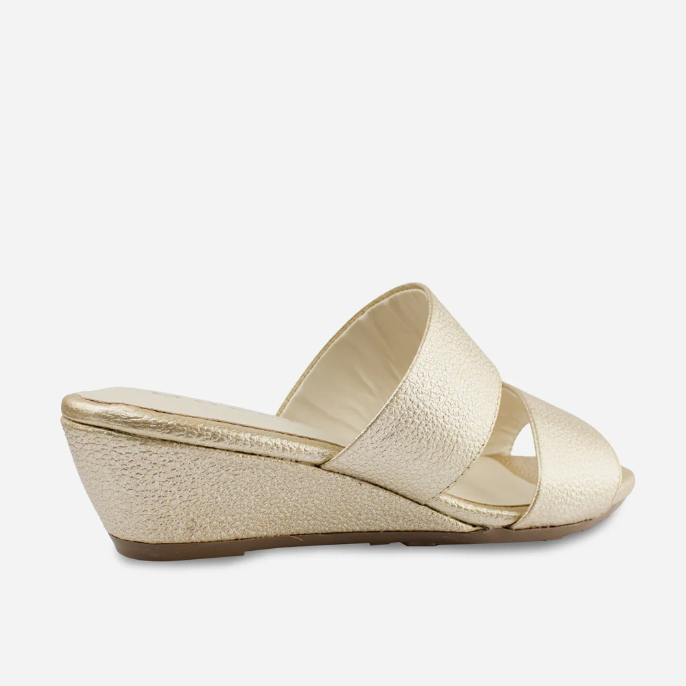 Sandalia tacon corrido serrania de cuero para mujer - Oro - Image 3