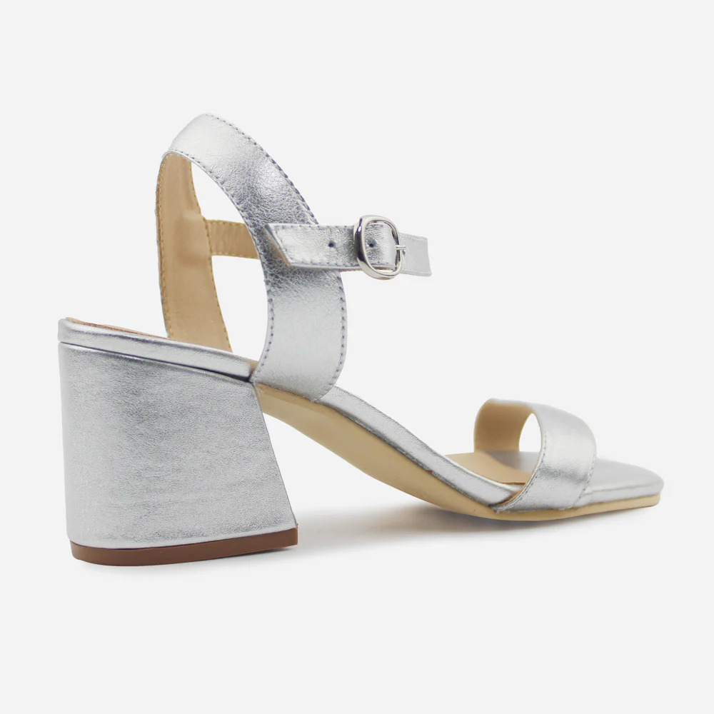 Sandalia tacon itaya de sintético para mujer - Plata - Image 3