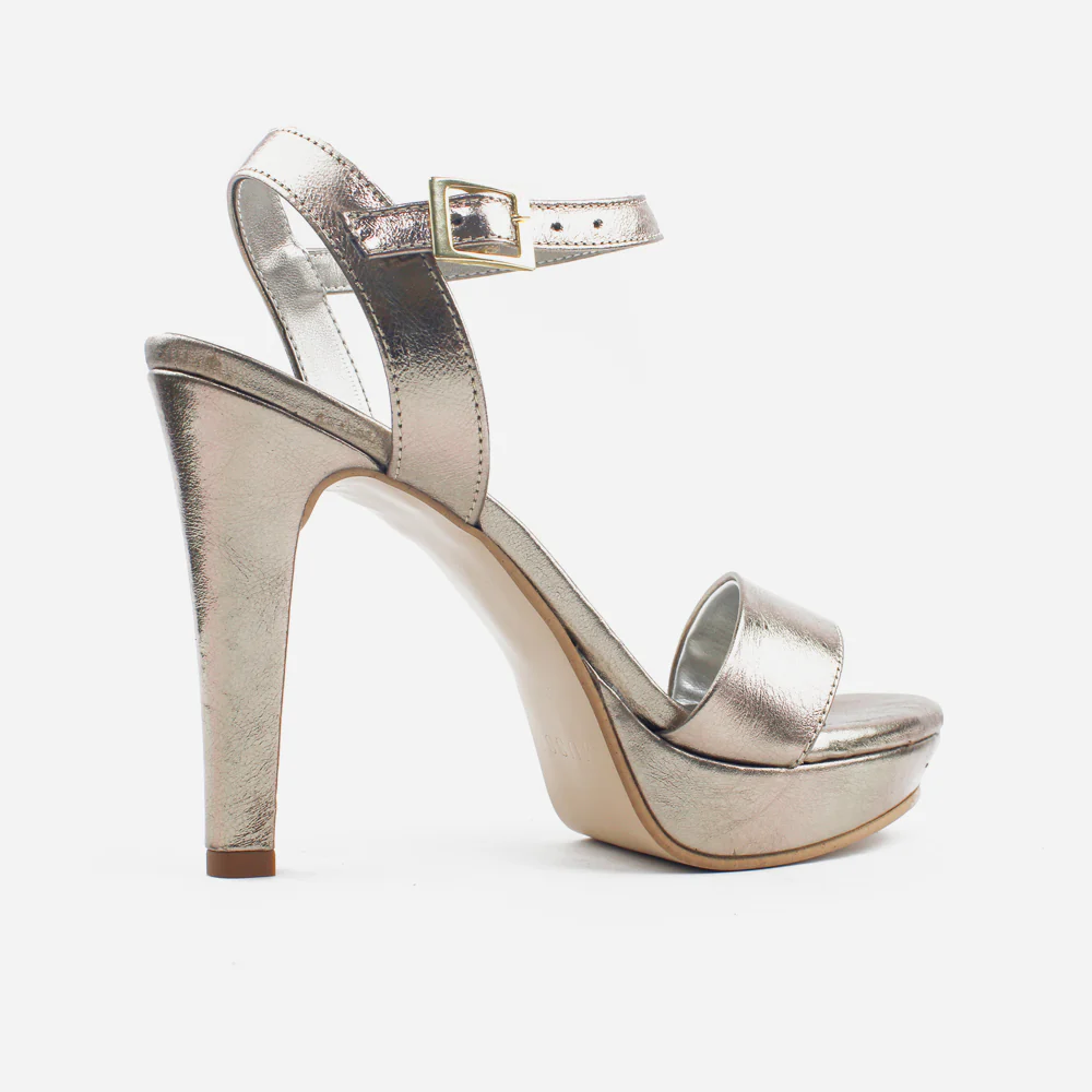 Sandalia tacon plataforma fadove de cuero para mujer - Bronce - Image 3