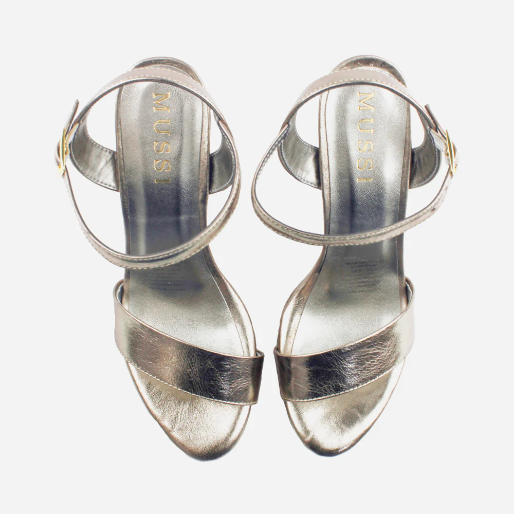 Sandalia tacon plataforma fadove de cuero para mujer - Bronce - Image 4