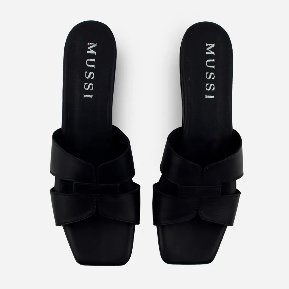 Sandalia tacon violeta  de cuero para mujer - Negro - Image 4