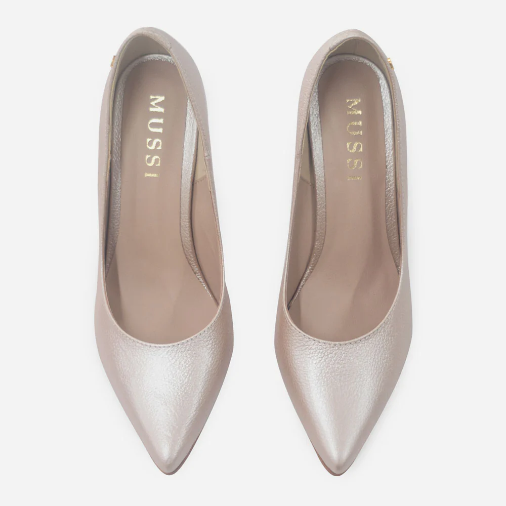 Tacones camil de cuero para mujer - Champaña - Image 4