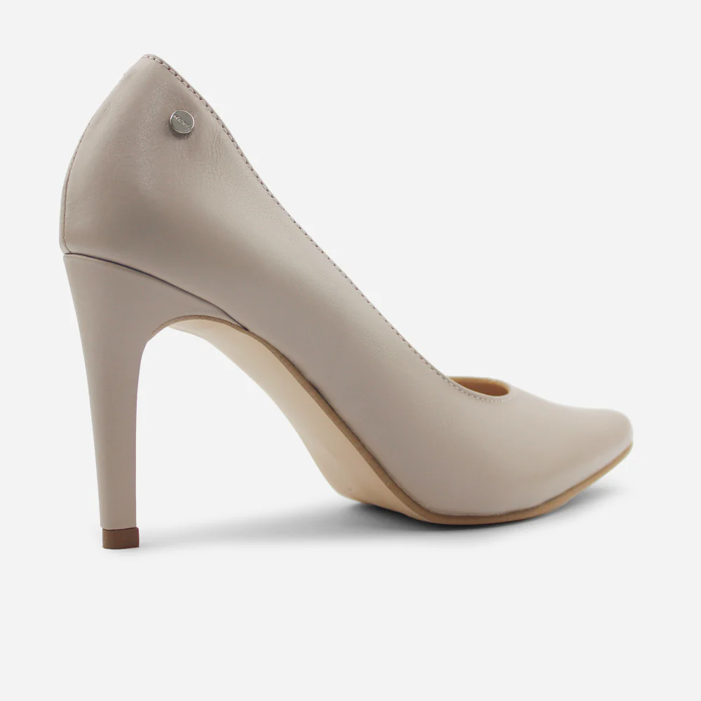 Tacones camil de cuero para mujer - Taupe - Image 3