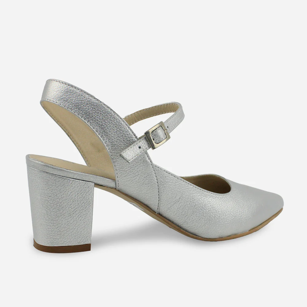 Tacones chelsea de cuero para mujer - Plata - Image 3