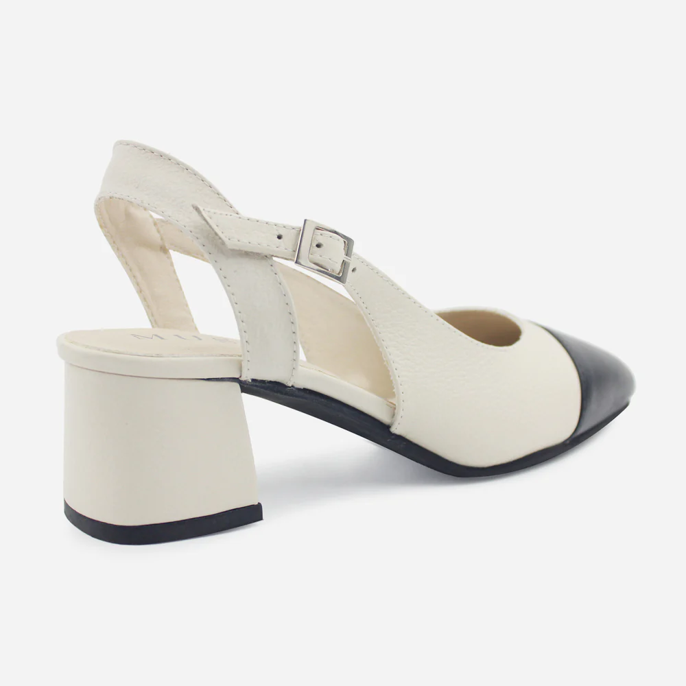 Tacones lori de cuero para mujer - Hueso - Image 3