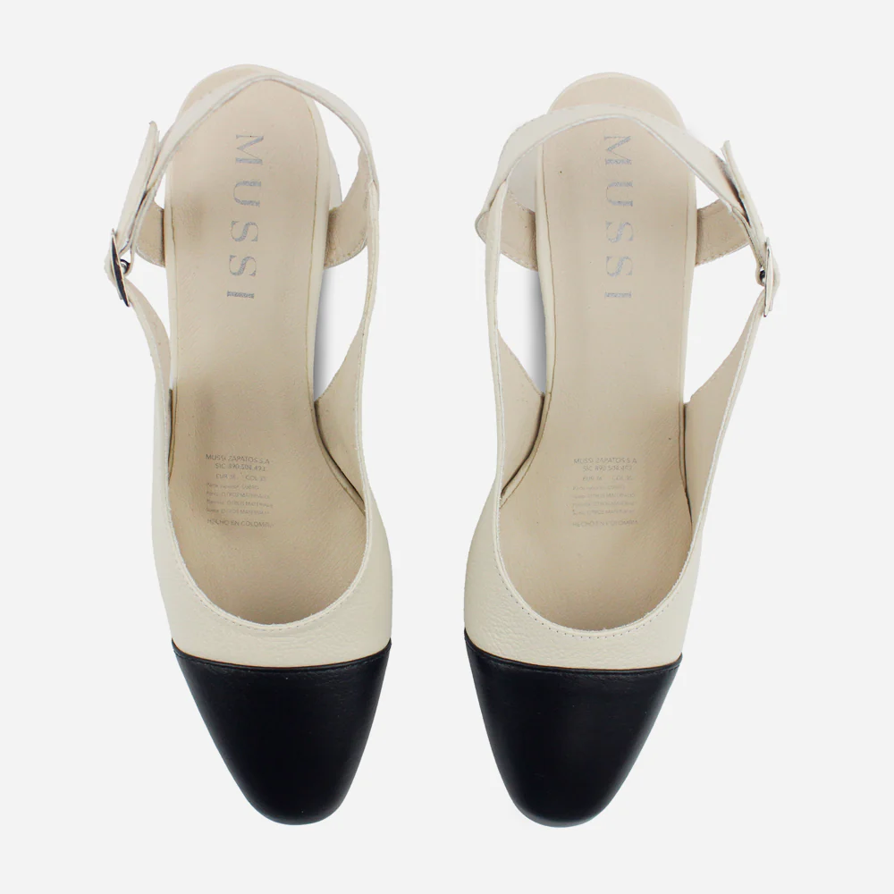 Tacones lori de cuero para mujer - Hueso - Image 4