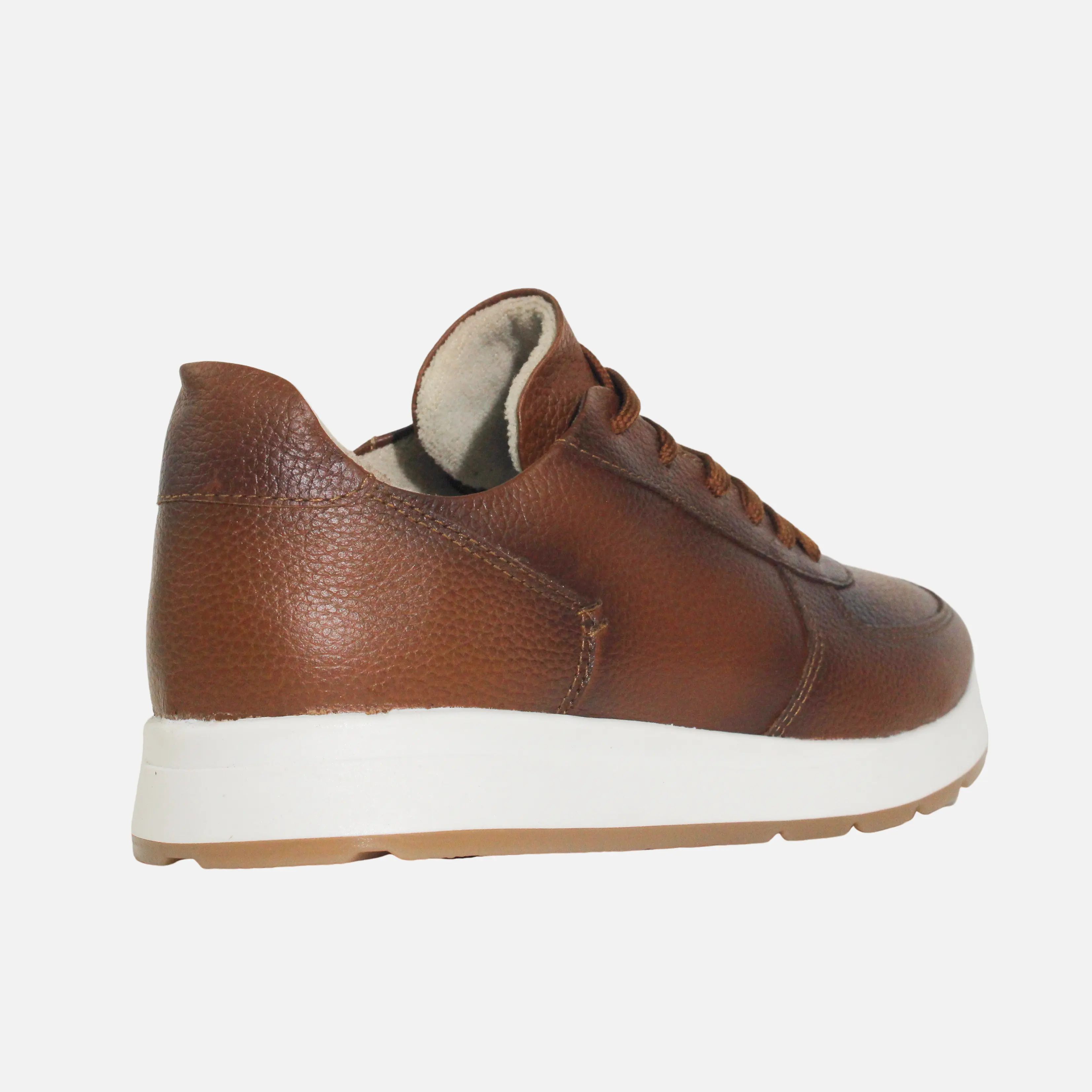 Tenis coral de cuero para mujer - Miel - Image 3