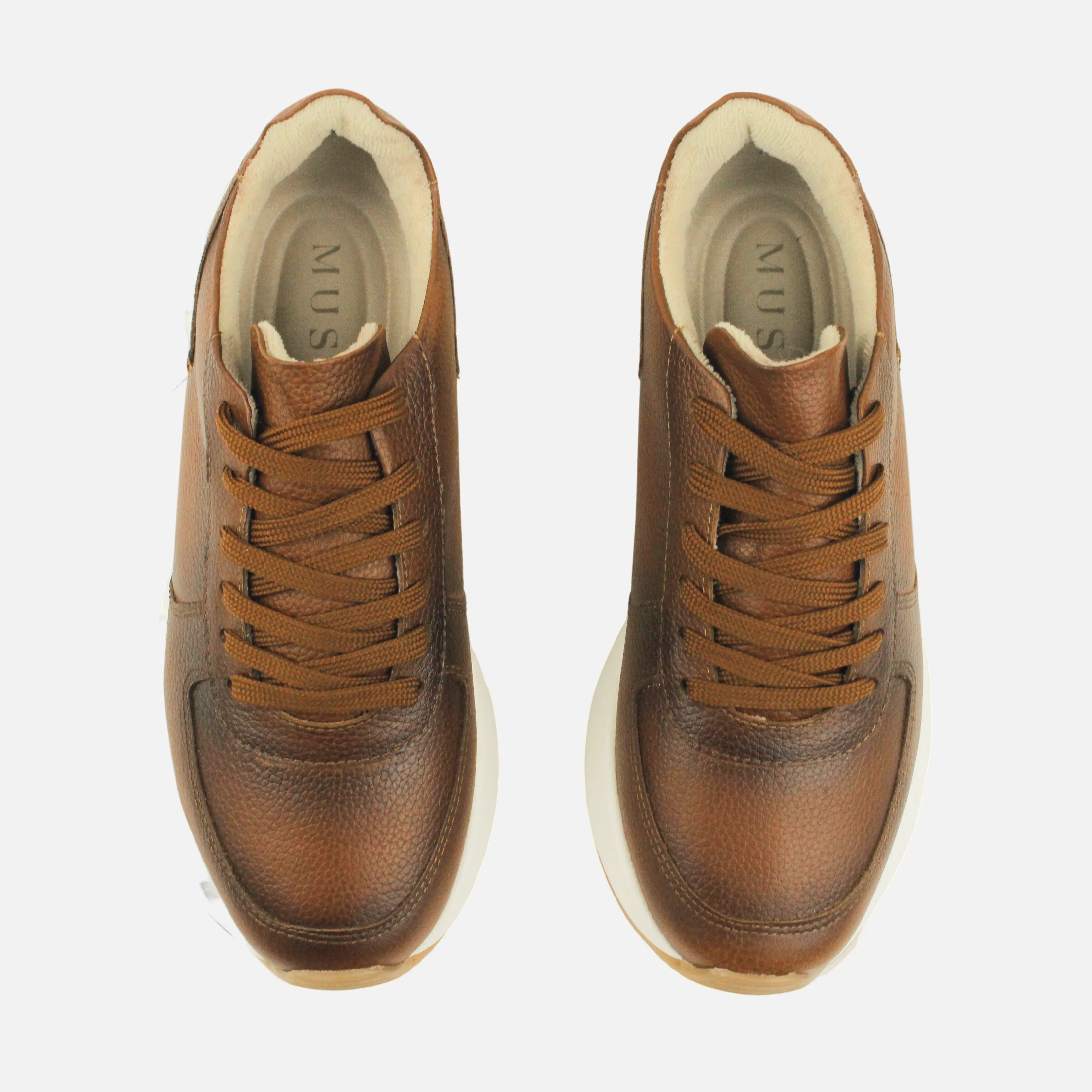 Tenis coral de cuero para mujer - Miel - Image 4