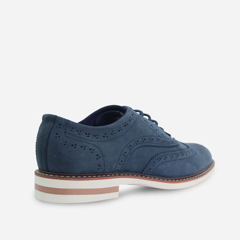 Tenis Oxfords bael de cuero carnaza para hombre - Azul - Image 3