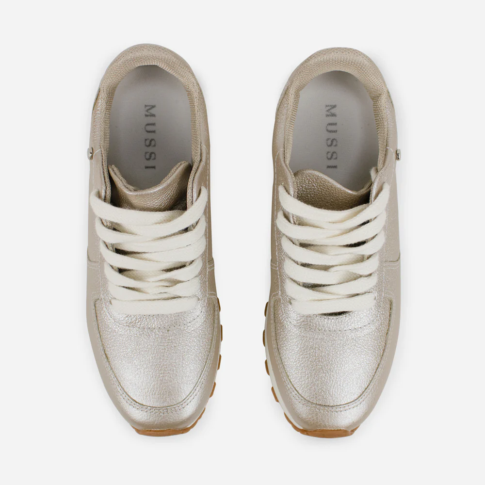 Tenis Sneakers borba de cuero para mujer - Champaña - Image 4