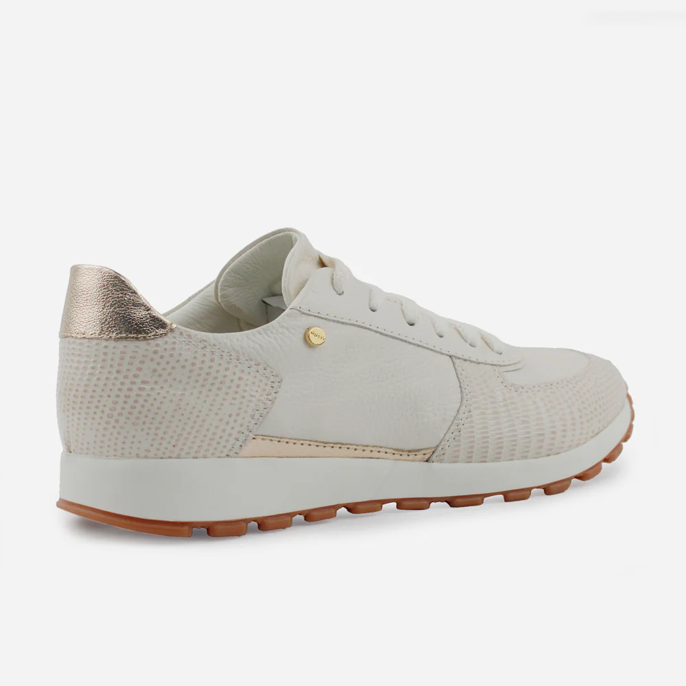 Tenis Sneakers borba de cuero para mujer - Hueso - Image 3