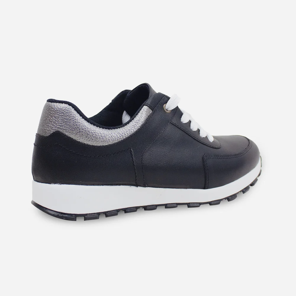 Tenis Sneakers bromelias de cuero para mujer - Negro - Image 3