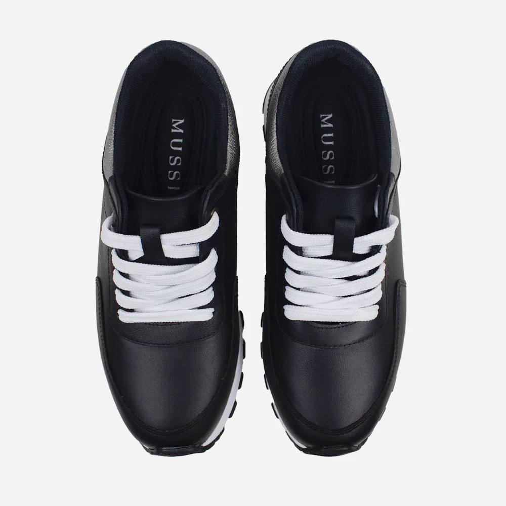 Tenis Sneakers bromelias de cuero para mujer - Negro - Image 4